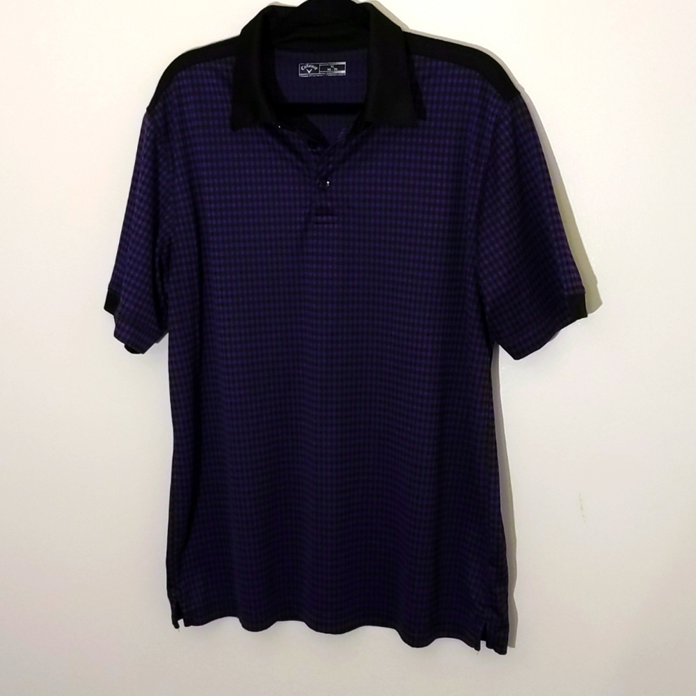 Callaway| Purple and Black Checkered Golf Athletic Polo Polyester